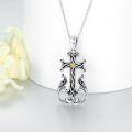 wholesale 925 Sterling Silver Cross with Peacocks and Gold Flower Pendant Necklace for Women Girls Mothers Day Gift-0-4