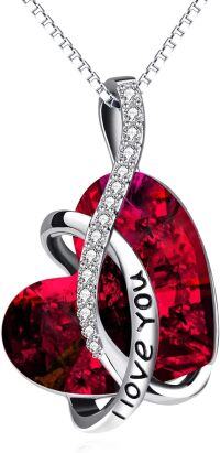 wholesale 925 Sterling Silver Austrian Crystal 12 Birthstone Heart Pendant Necklace for Women-C-January