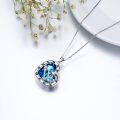 wholesale 925 Sterling Silver Blue Crystal Heart Zodiac Constellation Pendant Necklace-0-4