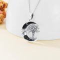 wholesale 925 Sterling Silver Black Onyx Tree of Life Skeletons Crescent Moon Pendant Necklace for Women Wife Girlfriend-0-3