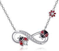 wholesale 925 Sterling Silver Infinity Ladybug Flower Charm Necklace for Women-Ladybug