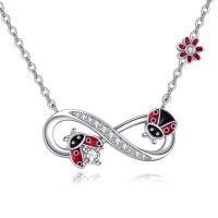 wholesale 925 Sterling Silver Infinity Ladybug Flower Charm Necklace for Women-Ladybug