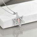wholesale 925 Sterling Silver Cross & Star of David Pendant Necklace for Women Men Judaica Gifts with 4mm Cable Chain (Length: 36)-0-2