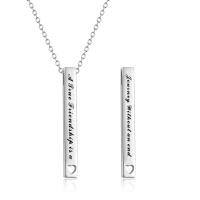 wholesale 925 Sterling Silver Friendship Bar Necklace-A True Friendship is a Journey Without an end-Silver