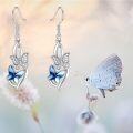 wholesale 925 Sterling Silver Blue Crystal Butterfly Drop Earrings-0-3