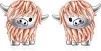 wholesale 925 Sterling Silver Highland Cow Stud Earrings Animal  for Women Girls-Highland Cow earrings