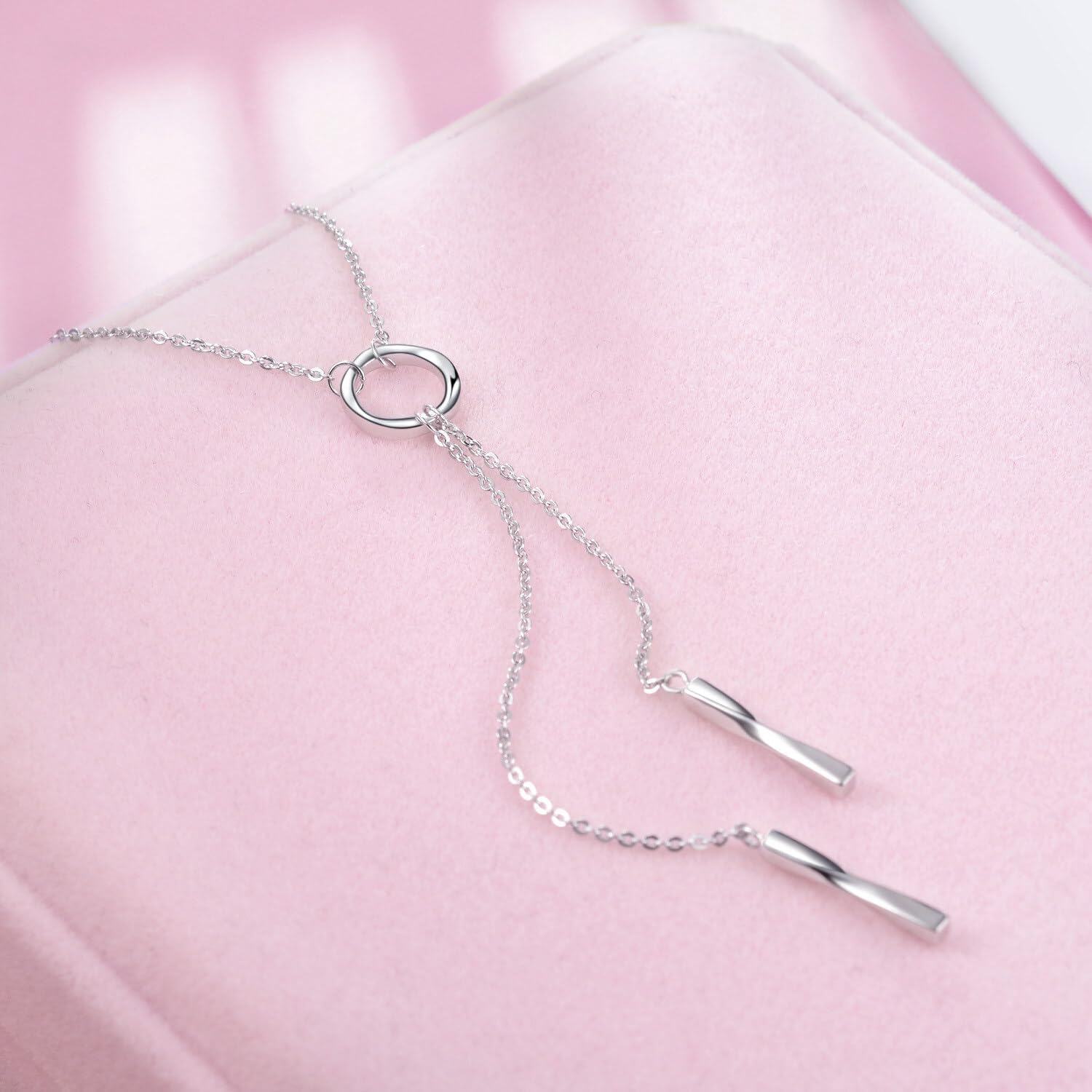 925 Sterling Silver Y Necklace with Lariat Tassel Pendant for Women Girls Mom Daughter Gift-0-2