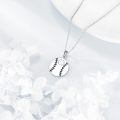 wholesale 925 Sterling Silver Baseball Cross Charm Pendant Necklace Sports Gift for Women-0-3
