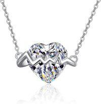 wholesale 925 Sterling Silver Crystal Heartbeat Love Pendant Necklaces for Women-Heartbeat Necklace