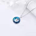 TOUPOP Sterling Silver Blue Crystal Horse Pendant Necklace-0-3