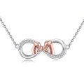 wholesale 925 Sterling Silver Infinity Elephant Necklace Rose Gold Plated Cubic Zirconia Heart Pendant-0-0