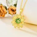 wholesale 925 Sterling Silver Yellow Gold Over Sterling Silver 1.50ct Red Garnet Sunflower Pendant Necklace-0-3