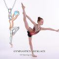 wholesale 925 Sterling Silver Gymnastics Pendant Necklace with Blue Crystal and Rose Gold Accents for Women's Fitness Gifts-0-1