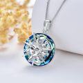 wholesale 925 Sterling Silver Sun and Moon Pendant with Blue Crystal Stone for Women's -0-3