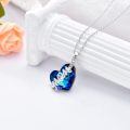 wholesale 925 Sterling Silver Mom Blue Crystal Heart I Love You Pendant Necklace-0-2