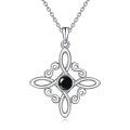 wholesale 14K Gold Black Onyx Obsidian Witch's Knot Pendant Necklace-0-0