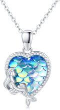 wholesale 925 Sterling Silver Mermaid Scales Heart-Shaped Pendant Necklace for Women - Valentine's Day Gifts-0-0