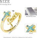 wholesale 925 Sterling Silver Faith Hope Love Adjustable Ring-0-3