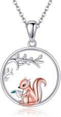 wholesale 925 Sterling Silver Squirrel Pendant Necklace Nature Animal Charm Gift for Women Girls-0-0