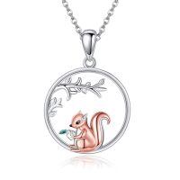 wholesale 925 Sterling Silver Squirrel Pendant Necklace Nature Animal Charm Gift for Women Girls-Squirrel