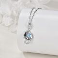 wholesale 925 Sterling Silver Blue Heart Crystal Musical Note Pendant Necklace for Women Girls-0-1
