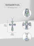 wholesale 925 Sterling Silver Opal Inlay Celtic Cross Pendant Necklace for Women Men  43cm Chain Length-0-2
