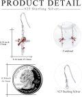 wholesale 925 Sterling Silver Red Cardinal Cross Dangle Earrings - Hypoallergenic Memory Keepsake Jewelry for Women-0-2