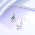 wholesale 925 Sterling Silver Blue Turquoise Teardrop Dangle Earrings with CZ Accents and Filigree Design-0-3