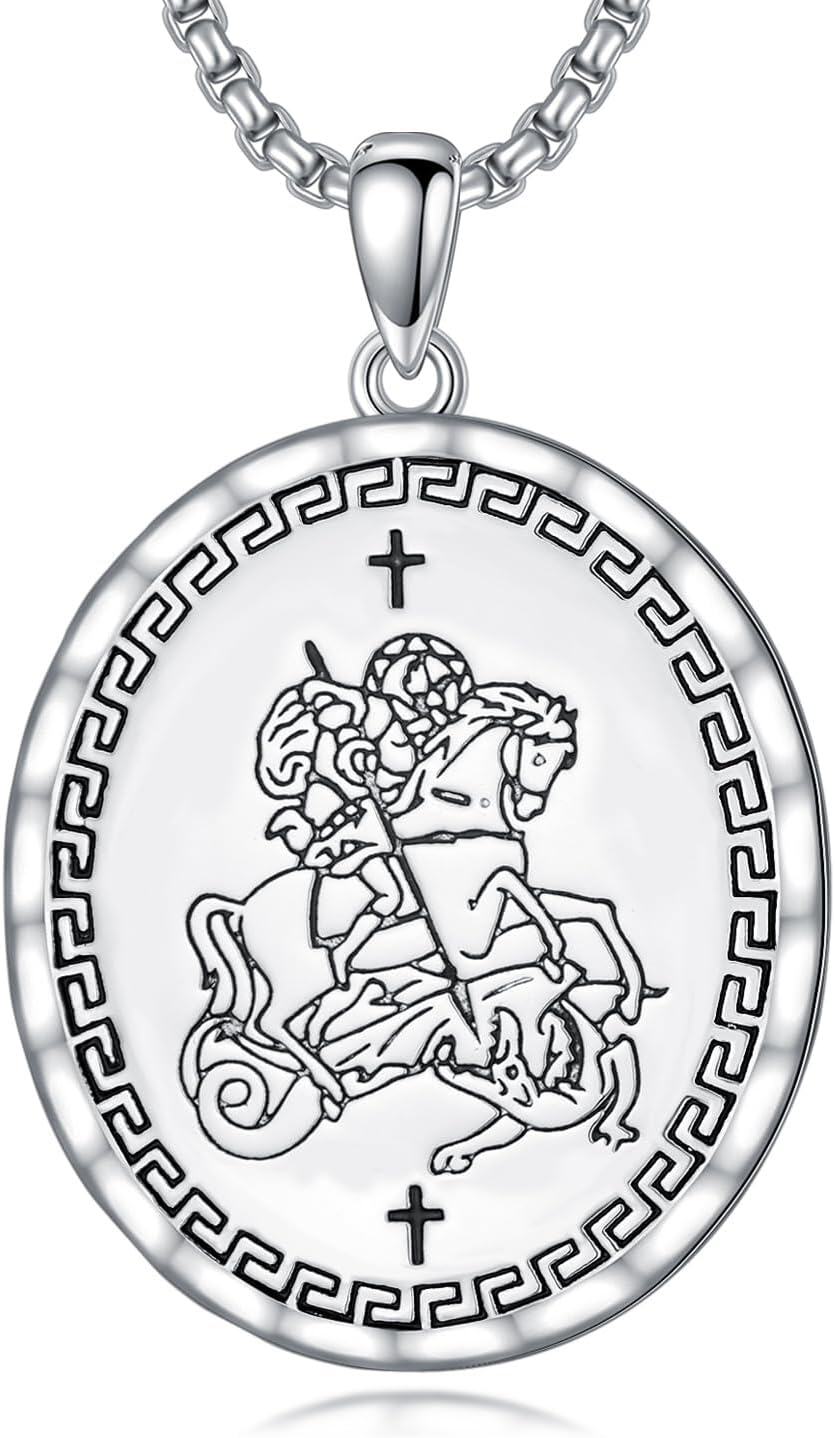 wholesale 925 Sterling Silver Saint Michael and Virgin Mary Catholic Amulet Necklace with Cross Pendant for Women Men Gifts Jewelry with Stainless Steel Chain-0-0
