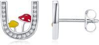 wholesale 925 Sterling Silver Red & Yellow Enamel Crystal Mushroom Stud Earrings for Women-mushroom horseshoe