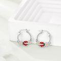 wholesale 925 Sterling Silver Ladybug Flower Hoop Earrings for Women Girls  30mm Diameter-0-2