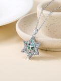 wholesale 925 Sterling Silver Star of David Cross Abalone Shell Pendant Necklace for Men Women s-0-1