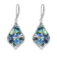 wholesale 925 Sterling Silver Abalone Dragonfly Drop Earrings-Dragonfly