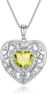 wholesale 925 Sterling Silver with 12 Birthstones Heart Celtic Necklace for Her-8-Aug-Peridot