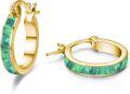 wholesale 925 Sterling Silver Green Fire Opal Huggie Hoop Earrings for Women-0-0