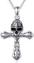 wholesale 925 Sterling Silver Cross Pendant Necklaces with Skull and Bones Charm s for Men/Women-0-0
