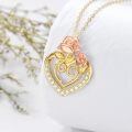 TOUPOP 14K Gold Rose Flower Heart Pendant Necklace-0-4
