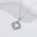 wholesale 925 Sterling Silver Blue Moonstone Flower CZ Pendant Necklace for Women-0-2