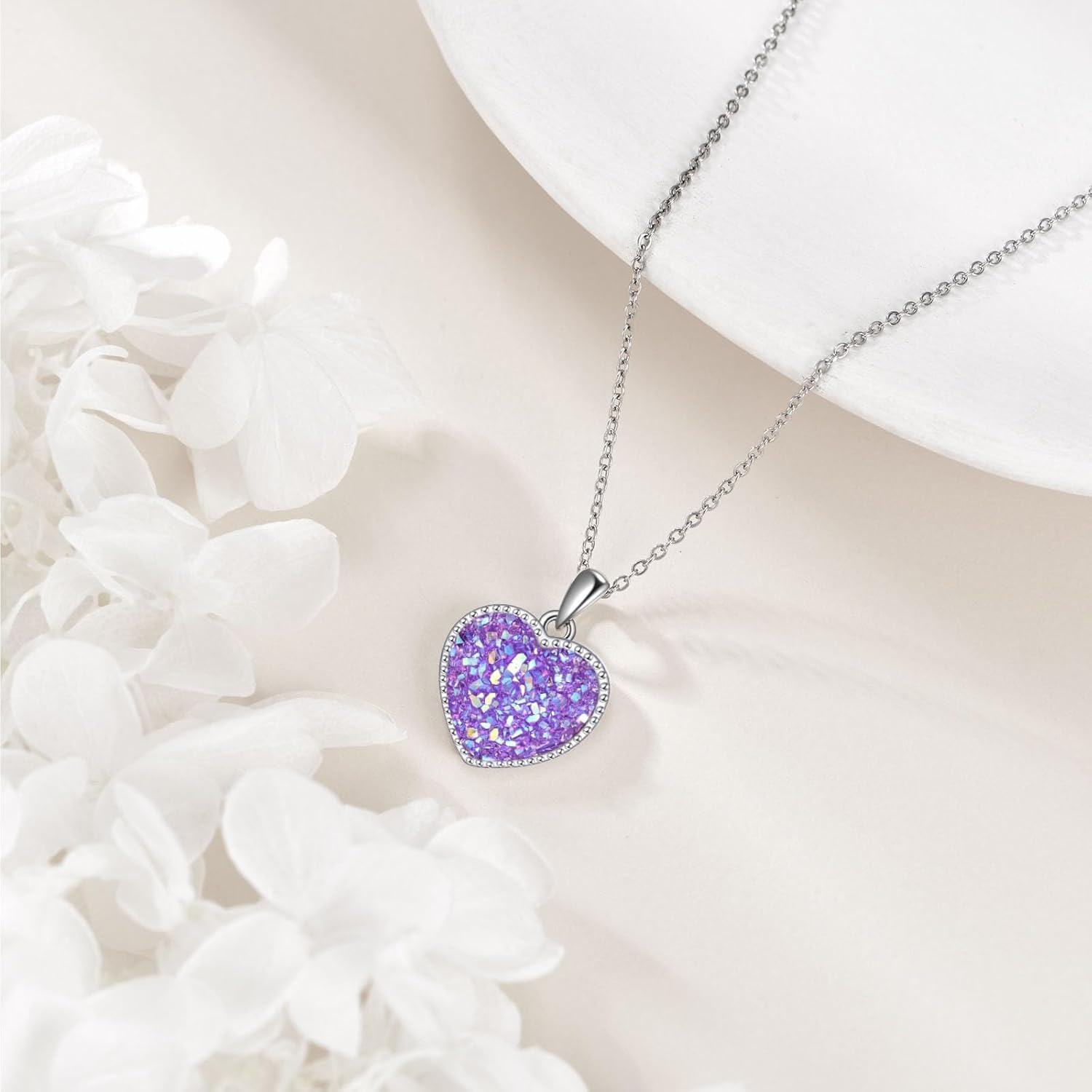 Sterling Silver Heart Pendant Necklace Love Jewelry Gift for Women-0-4