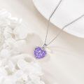 wholesale 925 Sterling Silver Heart Pendant Necklace Platinum Plated Iridescent Rainbow Crystal Beaded Edge-0-13