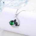 wholesale 925 Sterling Silver Green Crystal Moon & Black Cat Pendant Necklaces for Women's  Ideas-0-4