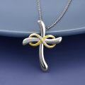 wholesale 925 Sterling Silver and Gold Plated Cubic Zirconia Cross Necklace with Infinity Pendant - Faith -0-2