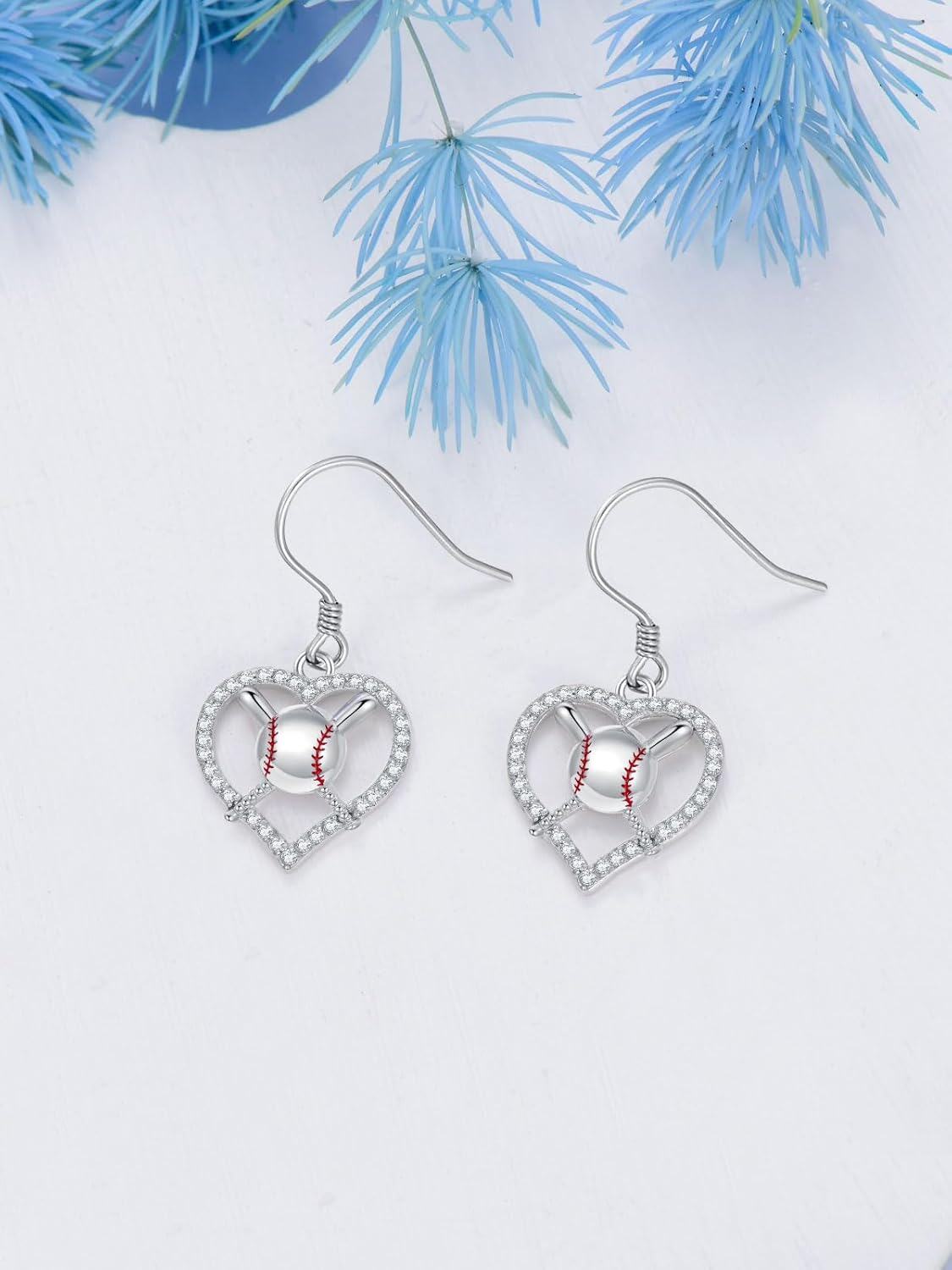  Sterling Silver Sports Earrings for Women Soccer Basketball Volleyball Softball Football Tennis Dangle Jewelry -0-3