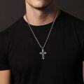 wholesale 925 Sterling Silver Cross Pendant on Rolo Chain 24 Long for Men-0-3