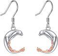 wholesale 925 Sterling Silver Seal Moon Fish Drop Earrings Leverback s for Women Girls-0-0