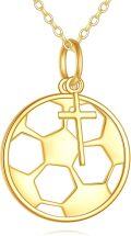 wholesale 14K Gold Soccer Ball Cross Pendant Necklace - Sports s for Women and Men-0-0