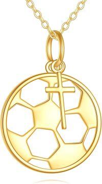 wholesale 14K Gold Soccer Ball Cross Pendant Necklace - Sports s for Women and Men-Soccer Cross