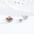wholesale 925 Sterling Silver Fruit Slice Stud Earrings (Watermelon)-0-3