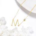 wholesale 14k Gold Initial M Letter Necklace With Bezel Set Cubic Zirconia Stone-0-2