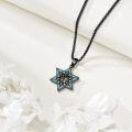 wholesale 925 Sterling Silver Turquoise Cross Star of David AA Sobriety Necklace Judaic  for Women Men-0-2